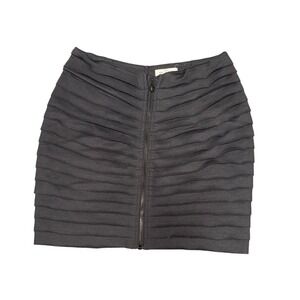 Layered Textured Ruched Zipper Front Mini Skirt Charcoal Gray Size M Grunge Punk